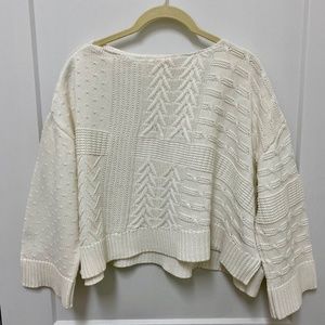 Demylee New York Cropped White Cotton Sweater, S